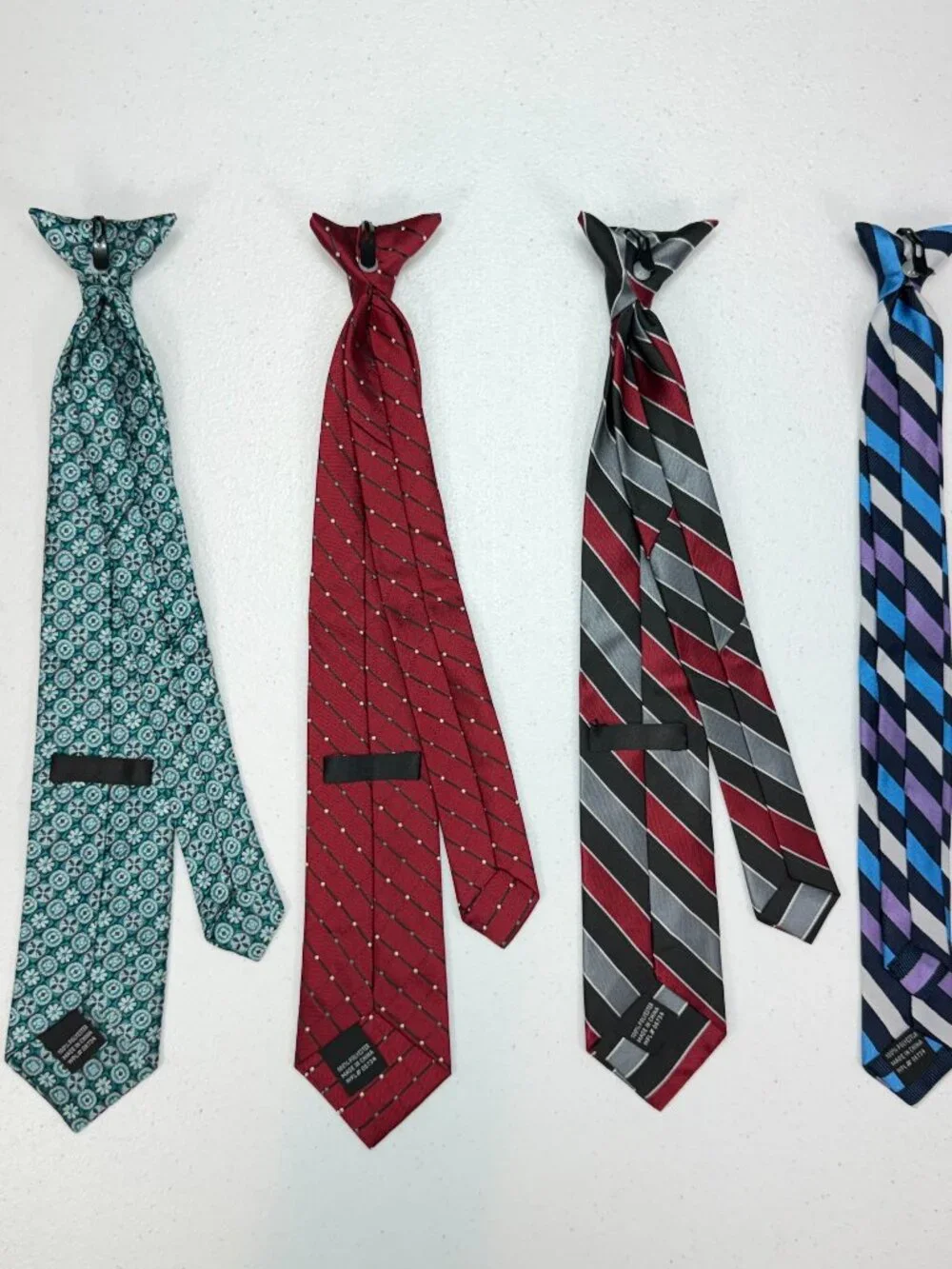 Lot of 4 Boys / Youth Clip-On Neckties – Assorted Colors & Patterns